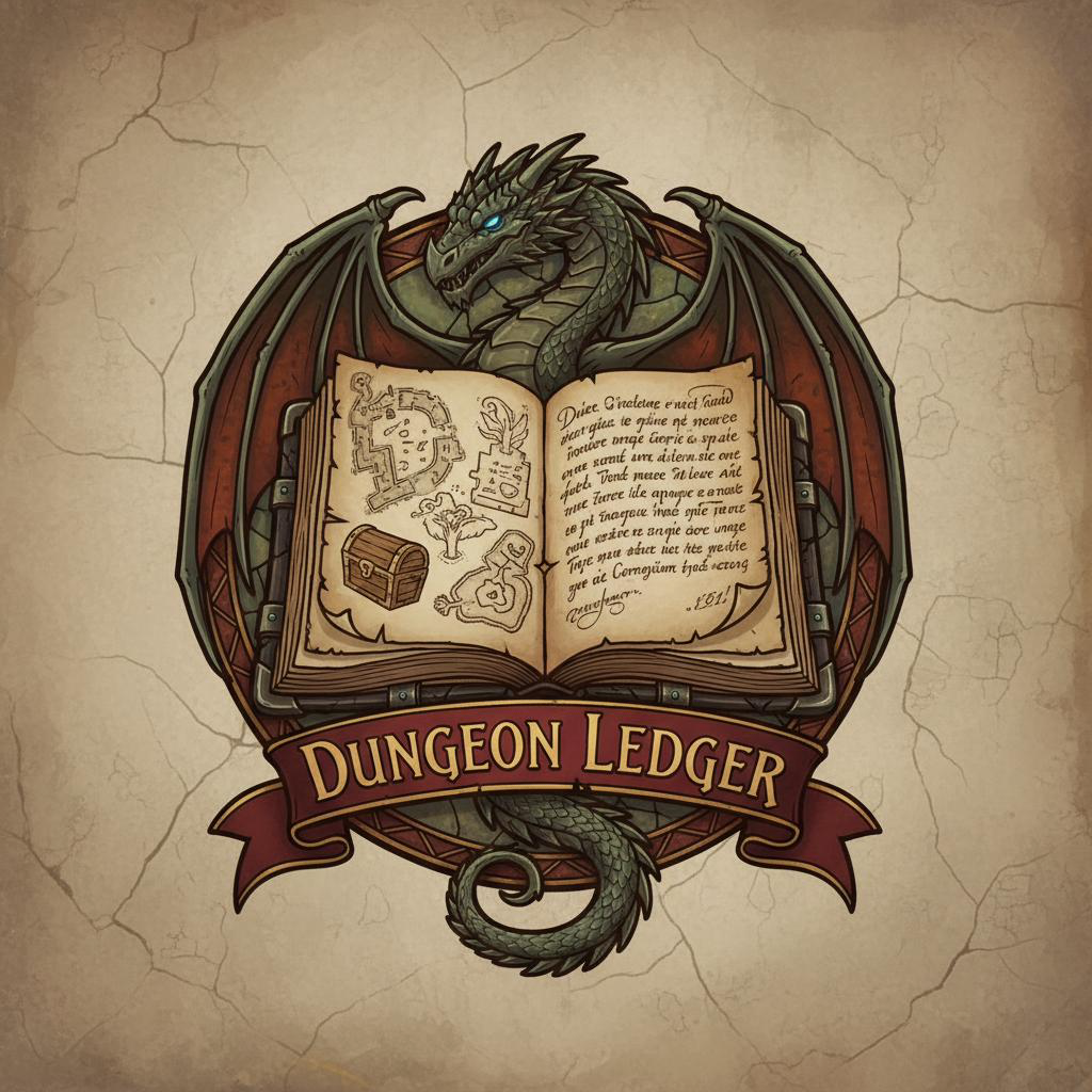 Dungeon Ledger Logo - a red D20 die